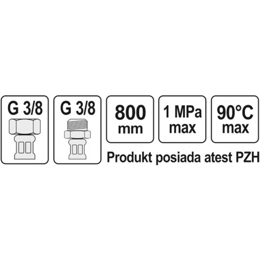 WĄŻ PRZYŁĄCZENIOWY F/M 3/8" 3/8" 800MM -zdjęcie numer 2