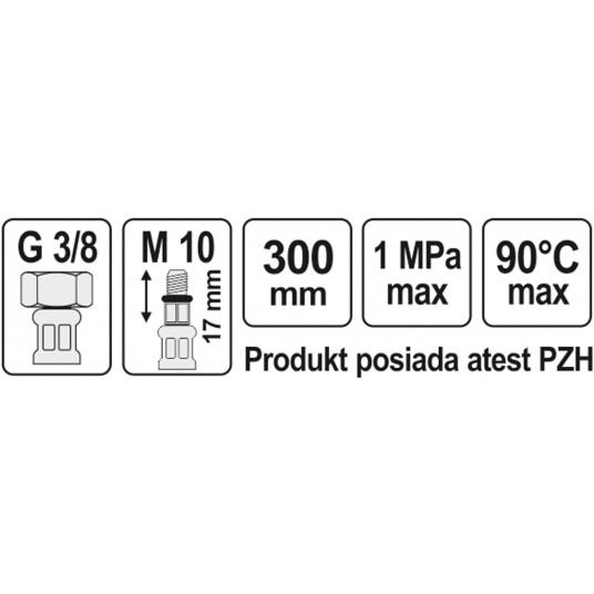 WĄŻ PRZYŁĄCZENIOWY F/M 3/8" M10x1 300MM -zdjęcie numer 2