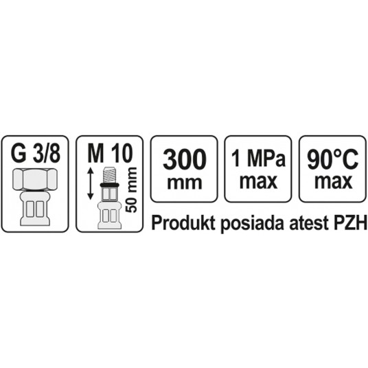 WĄŻ PRZYŁĄCZENIOWY F/M 3/8" M10x1 300MM -zdjęcie numer 2