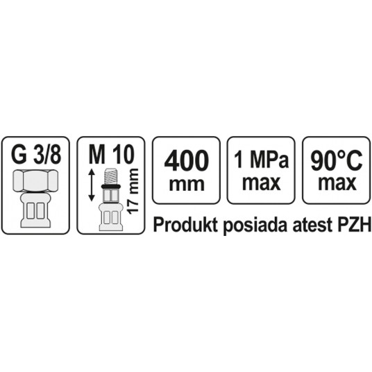 WĄŻ PRZYŁĄCZENIOWY F/M 3/8" M10x1 400MM -zdjęcie numer 2