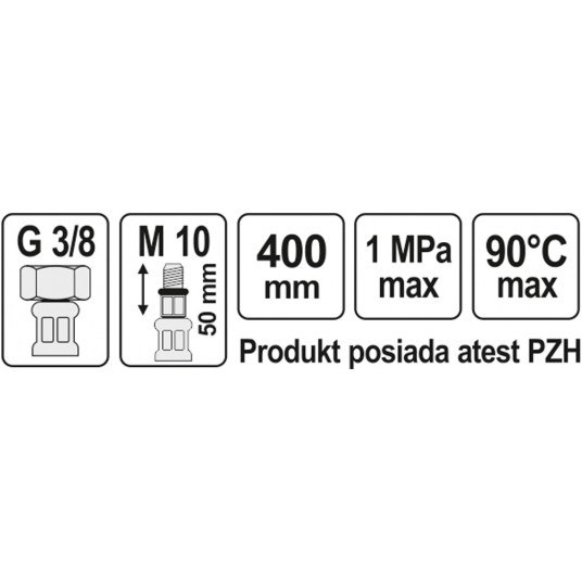 WĄŻ PRZYŁĄCZENIOWY F/M 3/8" M10x1 400MM -zdjęcie numer 2