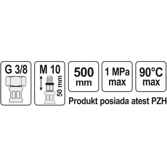 WĄŻ PRZYŁĄCZENIOWY F/M 3/8" M10x1 500MM -zdjęcie numer 2