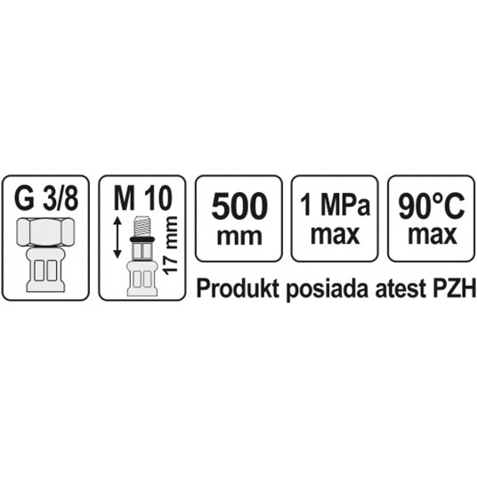 WĄŻ PRZYŁĄCZENIOWY F/M 3/8" M10x1 500MM -zdjęcie numer 2