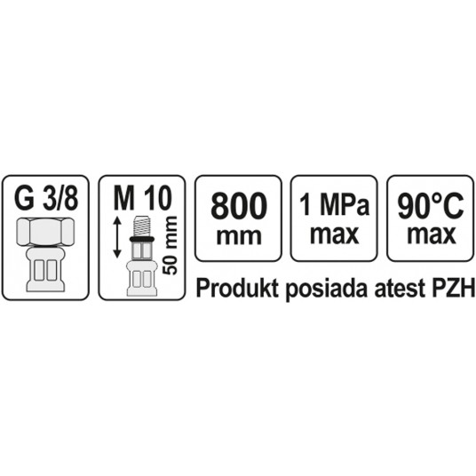 WĄŻ PRZYŁĄCZENIOWY F/M 3/8" M10x1 800MM -zdjęcie numer 5