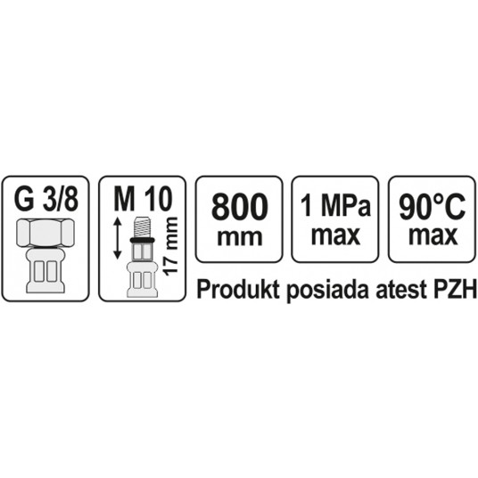 WĄŻ PRZYŁĄCZENIOWY F/M 3/8" M10x1 800MM -zdjęcie numer 4