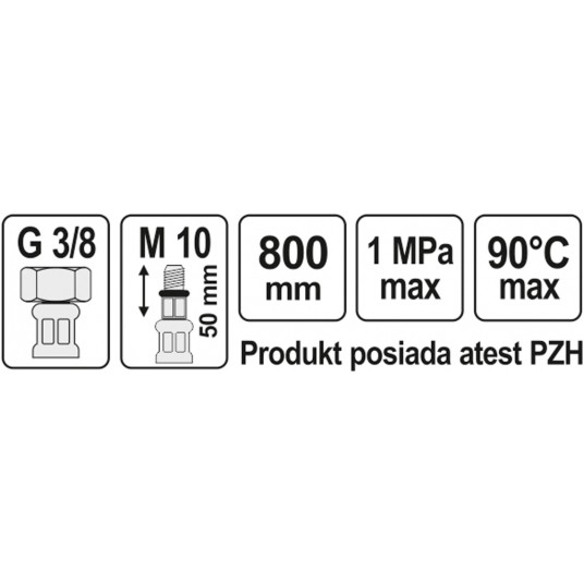 WĄŻ PRZYŁĄCZENIOWY F/M 3/8" M10x1 800MM -zdjęcie numer 2