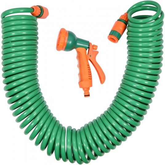 WĄŻ SPIRALNY 15M(ZŁĄCZKA + PISTOLET) FLO -zdjęcie numer 1