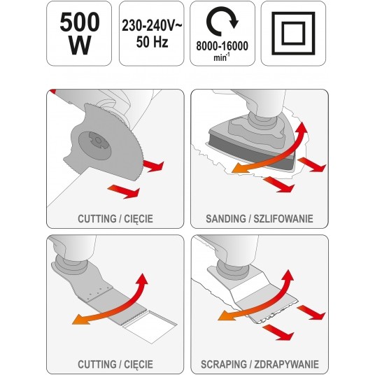 WIELOFUNKC. NARZĘDZIE OSCYLACYJNE 500W -zdjęcie numer 6