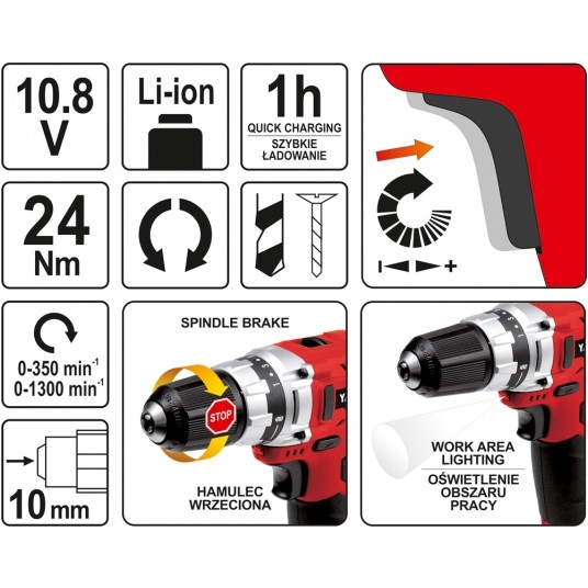 WIERT-WKRĘTARKA 10.8V Li-Ion 2 AKU 82851 YATO -zdjęcie numer 9