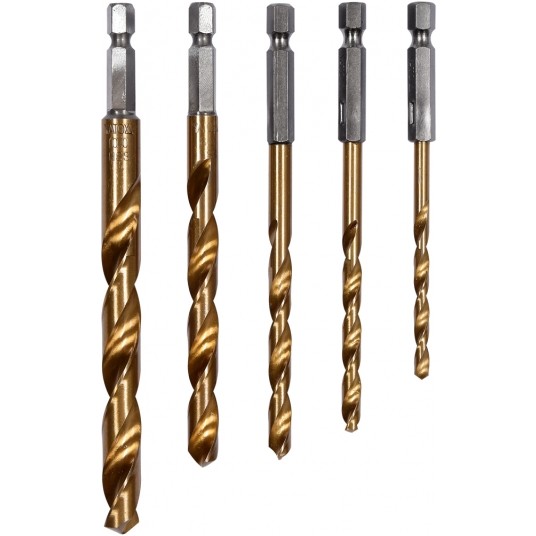 WIERTŁA DO MET 5SZT 4-10MM HEX TYT.POWŁ. -zdjęcie numer 1