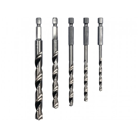 WIERTŁA DO MET. 5SZT HSS 4-10MM HEX 1/4" -zdjęcie numer 1