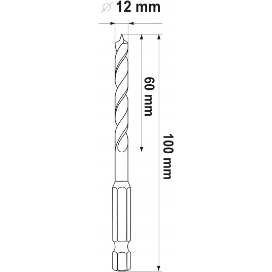 WIERTŁO DO DREWNA SPIRALNE 12MM HEX -zdjęcie numer 5