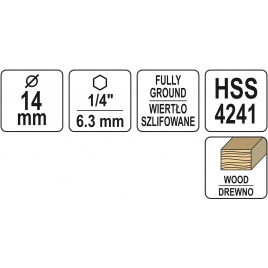WIERTŁO DO DREWNA SPIRALNE 14MM HEX -zdjęcie numer 4