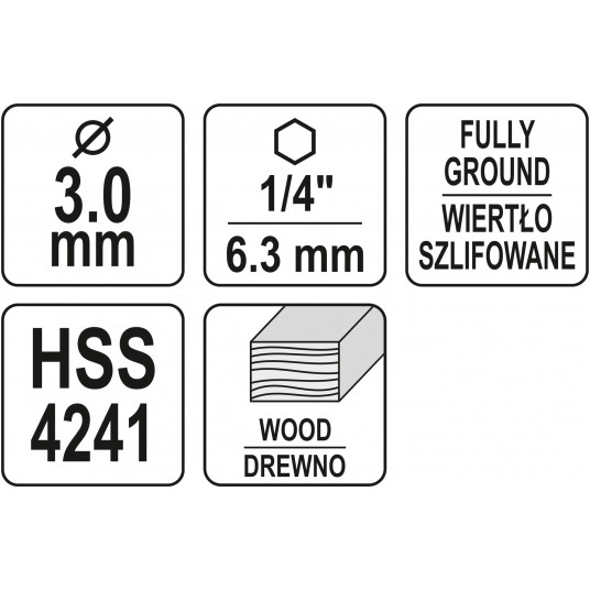 WIERTŁO DO DREWNA SPIRALNE 3MM HEX -zdjęcie numer 4