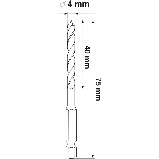 WIERTŁO DO DREWNA SPIRALNE 4MM HEX -zdjęcie numer 5