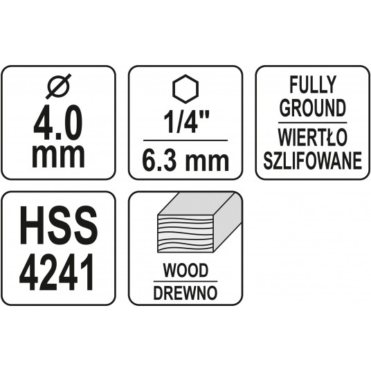 WIERTŁO DO DREWNA SPIRALNE 4MM HEX -zdjęcie numer 4