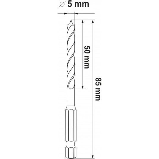 WIERTŁO DO DREWNA SPIRALNE 5MM HEX -zdjęcie numer 5