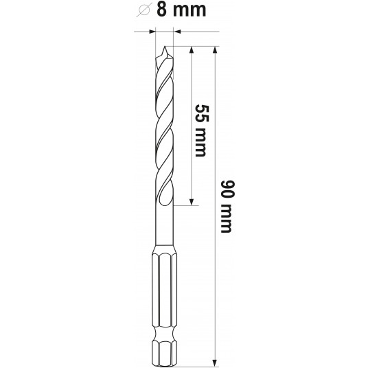 WIERTŁO DO DREWNA SPIRALNE 8MM HEX -zdjęcie numer 5