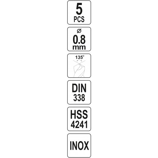 WIERTŁO DO METALU HSS PREMIUM 0,8MM 5SZT -zdjęcie numer 4