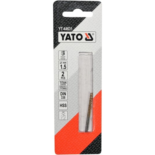 WIERTŁO DO METALU HSS-TiN 1,5 MM - 2 SZT -zdjęcie numer 2