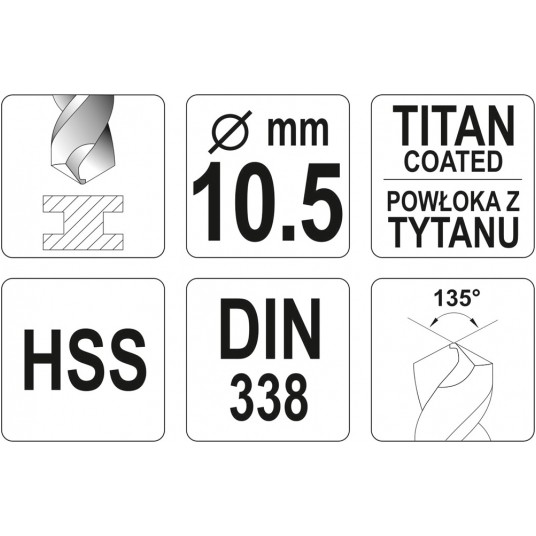 WIERTŁO DO METALU HSS-TiN 10,5 MM -zdjęcie numer 3