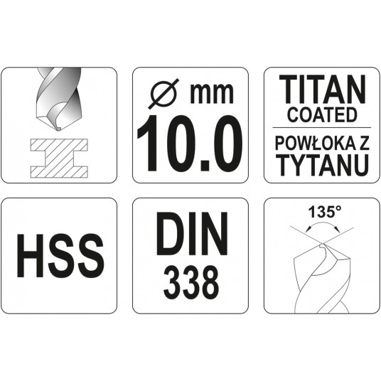 WIERTŁO DO METALU HSS-TiN 10 MM -zdjęcie numer 3