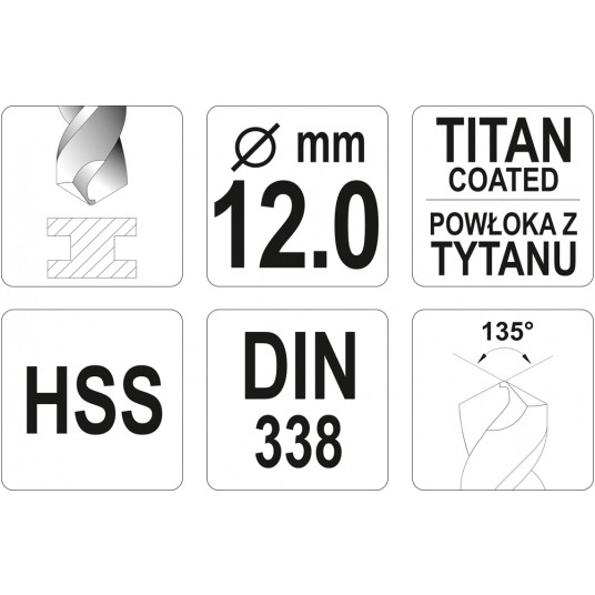 WIERTŁO DO METALU HSS-TiN 12 MM -zdjęcie numer 3