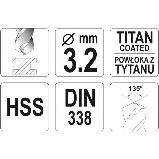 WIERTŁO DO METALU HSS-TiN 3,2 MM -zdjęcie numer 3