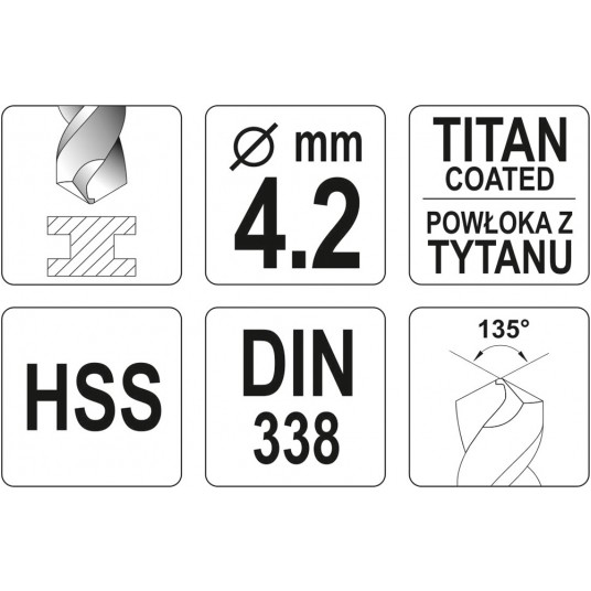 WIERTŁO DO METALU HSS-TiN 4,2 MM -zdjęcie numer 3