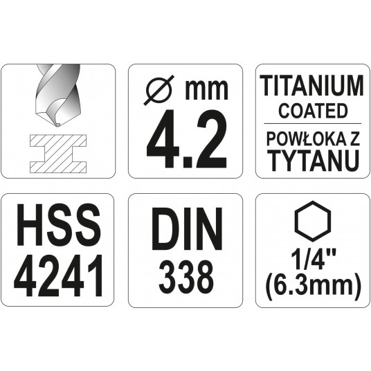 WIERTŁO DO METALU HSS-TiN 4,2MM HEX -zdjęcie numer 3
