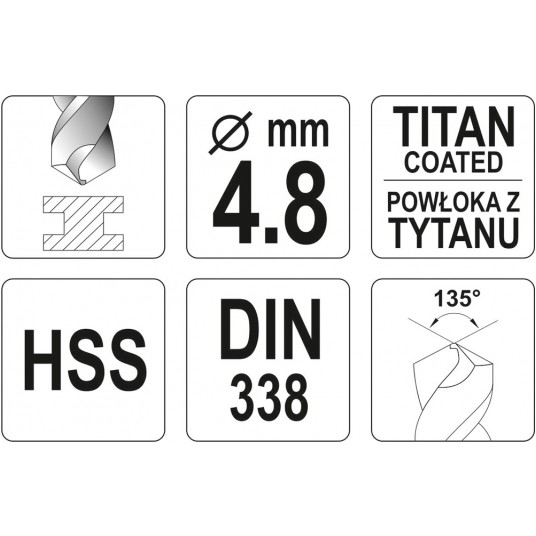 WIERTŁO DO METALU HSS-TiN 4,8 MM -zdjęcie numer 3
