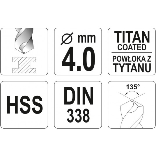 WIERTŁO DO METALU HSS-TiN 4 MM -zdjęcie numer 3