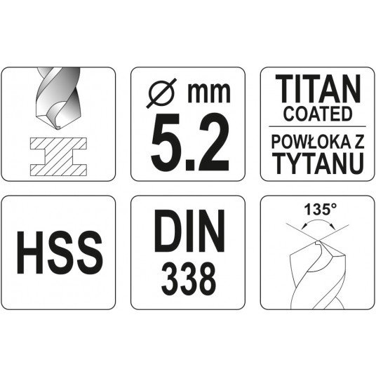WIERTŁO DO METALU HSS-TiN 5,2 MM -zdjęcie numer 3