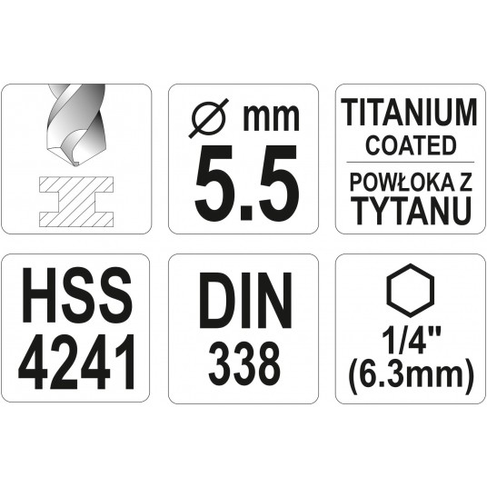 WIERTŁO DO METALU HSS-TiN 5,5MM HEX -zdjęcie numer 3