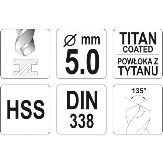 WIERTŁO DO METALU HSS-TiN 5 MM -zdjęcie numer 3