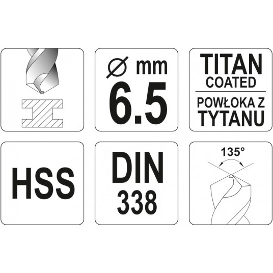 WIERTŁO DO METALU HSS-TiN 6,5 MM -zdjęcie numer 3