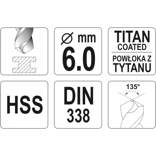 WIERTŁO DO METALU HSS-TiN 6 MM -zdjęcie numer 3