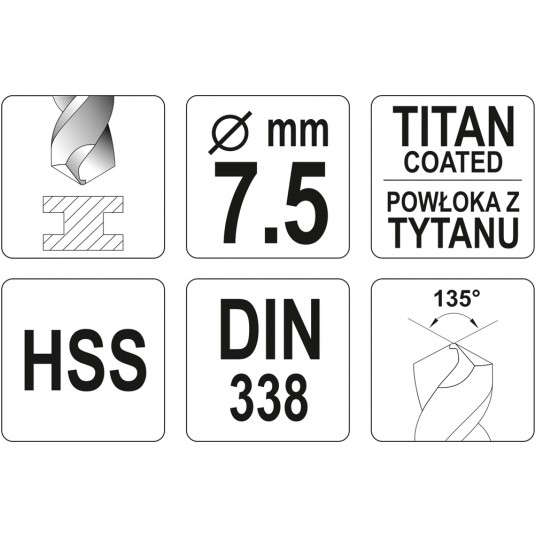 WIERTŁO DO METALU HSS-TiN 7,5 MM -zdjęcie numer 3