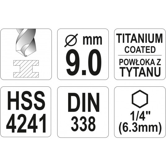 WIERTŁO DO METALU HSS-TiN 9,0MM HEX -zdjęcie numer 3