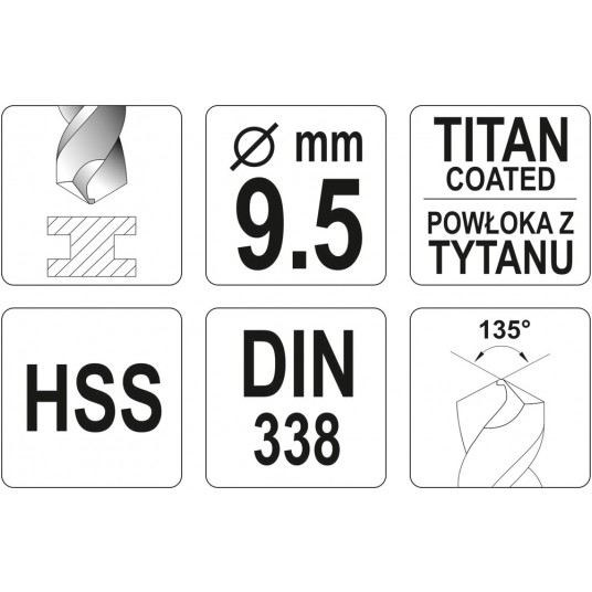 WIERTŁO DO METALU HSS-TiN 9,5 MM -zdjęcie numer 3