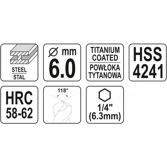 WIERTŁO FREZ DO METALU 6,0MM HSS-TiN HEX -zdjęcie numer 4