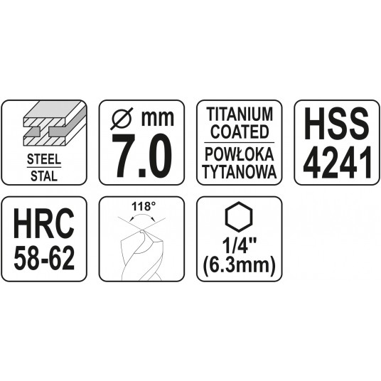 WIERTŁO FREZ DO METALU 7,0MM HSS-TiN HEX -zdjęcie numer 3