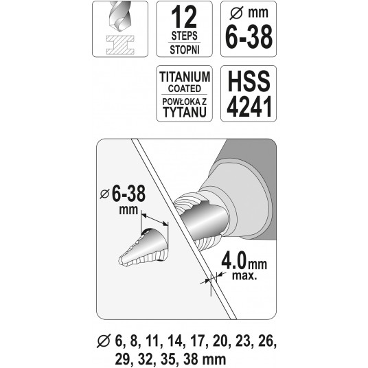 WIERTŁO STOPNIOWE 6-38MM -zdjęcie numer 7
