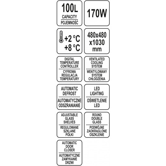 WITRYNA CHŁODNICZA 100L 48x48x103 CZARNA -zdjęcie numer 10