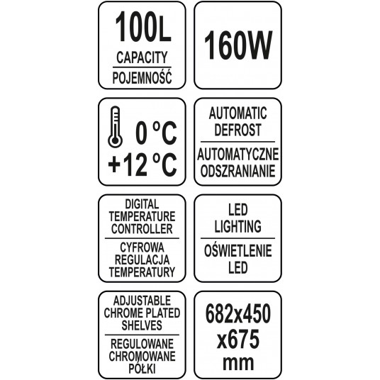 WITRYNA CHŁODNICZA 100L 68x45x67 CZARNA -zdjęcie numer 9