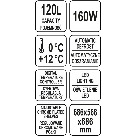 WITRYNA CHŁODNICZA 120L 70x56x68 SREBRNA -zdjęcie numer 10
