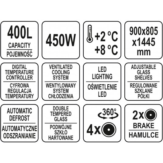 WITRYNA CHŁODNICZA 500L 90x80x144 CZARNA -zdjęcie numer 11