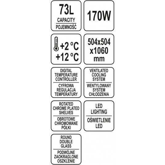 WITRYNA CHŁODNICZA 73L 50x50x106 CZARNA -zdjęcie numer 8