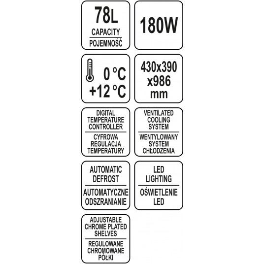 WITRYNA CHŁODNICZA 78L 43x39x98 CZARNA -zdjęcie numer 10