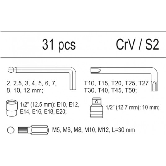 WKŁAD DO SZUFLADY HEX,TORX, NASADKI 31CZ -zdjęcie numer 2